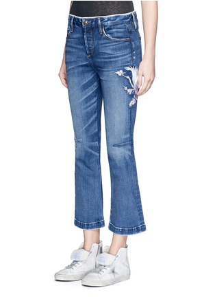 Front View - Click To Enlarge - 72877 - Crane embroidered flared jeans