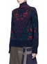 Front View - Click To Enlarge - SACAI - Buckled open back leopard intarsia turtleneck sweater