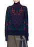 Main View - Click To Enlarge - SACAI - Buckled open back leopard intarsia turtleneck sweater
