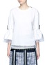 Main View - Click To Enlarge - SACAI - Belted sleeve cotton blend top
