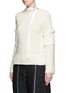 Front View - Click To Enlarge - SACAI - Patch sleeve belted neck wool sweater