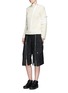 Figure View - Click To Enlarge - SACAI - Patch sleeve belted neck wool sweater