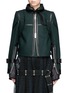 Main View - Click To Enlarge - SACAI - Leather trim belted wool melton jacket