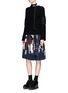 Figure View - Click To Enlarge - SACAI - Calligraphy print belted plissé pleat skirt