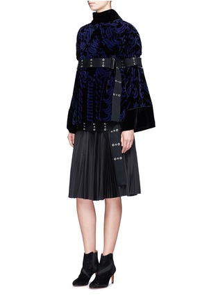Figure View - Click To Enlarge - SACAI - Belted flock swirl print velvet top