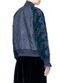 Back View - Click To Enlarge - SACAI - Calligraphy embroidered velvet sleeve quilted bomber jacket