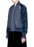 Front View - Click To Enlarge - SACAI - Calligraphy embroidered velvet sleeve quilted bomber jacket
