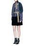Figure View - Click To Enlarge - SACAI - Calligraphy embroidered velvet sleeve quilted bomber jacket