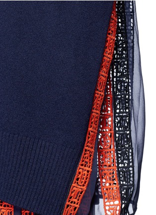 Detail View - Click To Enlarge - SACAI - Regimental calligraphy stripe pleated wool turtleneck sweater