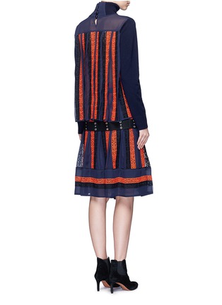Figure View - Click To Enlarge - SACAI - Regimental calligraphy stripe pleated wool turtleneck sweater