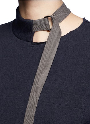 Detail View - Click To Enlarge - SACAI - Buckle strap twill apron T-shirt dress