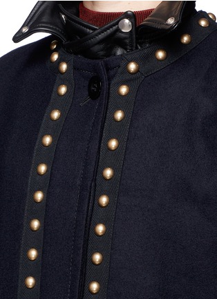 Detail View - Click To Enlarge - SACAI - Leather collar stud wool melton coat