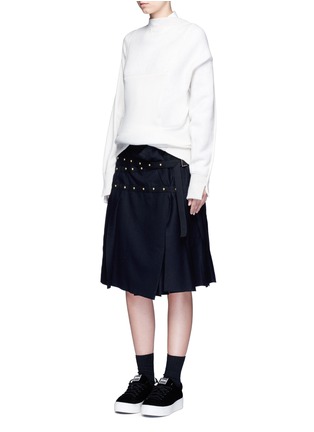 Figure View - Click To Enlarge - SACAI - Stud mock wrap wool melton skirt
