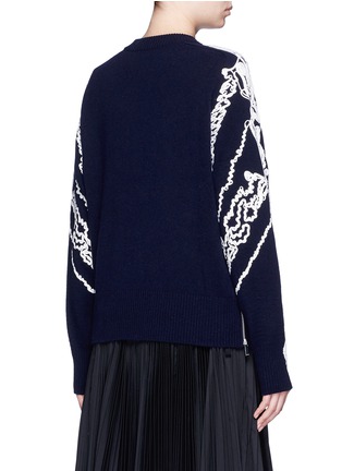 Back View - Click To Enlarge - SACAI - Swirl embroidered side zip wool sweater