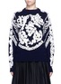 Main View - Click To Enlarge - SACAI - Swirl embroidered side zip wool sweater