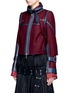 Front View - Click To Enlarge - SACAI - Leather trim belted wool Melton jacket