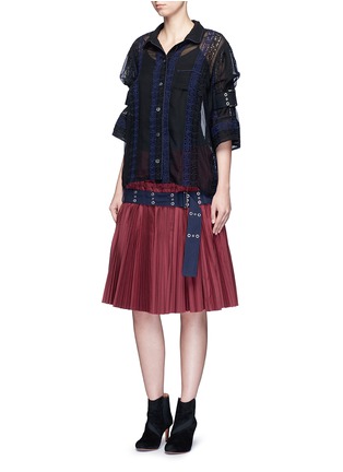 Figure View - Click To Enlarge - SACAI - Belted plissé pleat skirt