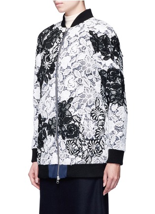 Front View - Click To Enlarge - SELF-PORTRAIT - Floral guipure lace bomber jacket