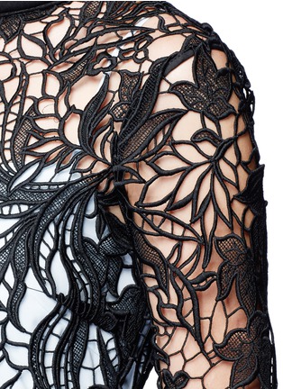 Detail View - Click To Enlarge - SELF-PORTRAIT - 'Vine' asymmetric floral guipure lace midi dress