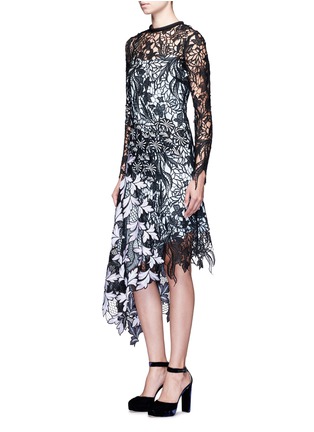 Figure View - Click To Enlarge - SELF-PORTRAIT - 'Vine' asymmetric floral guipure lace midi dress