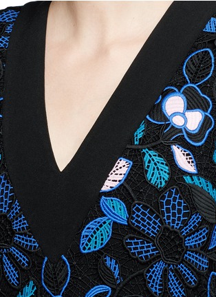 Detail View - Click To Enlarge - SELF-PORTRAIT - 'Iris' floral guipure lace overlay crepe dress