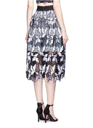 Back View - Click To Enlarge - SELF-PORTRAIT - Floral guipure patchwork lace midi skirt