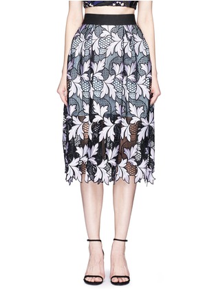 Main View - Click To Enlarge - SELF-PORTRAIT - Floral guipure patchwork lace midi skirt