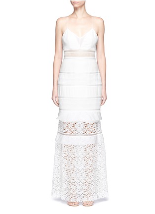 Main View - Click To Enlarge - SELF-PORTRAIT - 'Peony' geometric guipure lace ruffle bridal dress