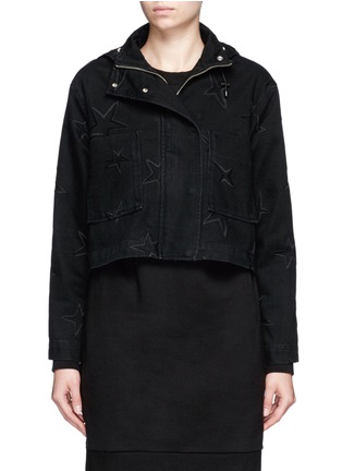 Main View - Click To Enlarge - ÊTRE CÉCILE - Star embroidered cropped denim parka