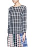 Front View - Click To Enlarge - 73182 - Mesh plaid cotton top