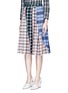 Front View - Click To Enlarge - 73182 - Patchwork plaid pleated cotton skirt