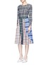 Figure View - Click To Enlarge - 73182 - Patchwork plaid pleated cotton skirt