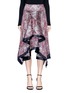 Main View - Click To Enlarge - 73182 - Wave print plissé satin handkerchief skirt