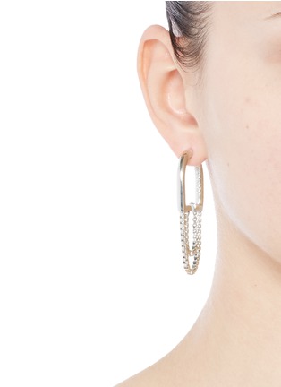Figure View - Click To Enlarge - EDDIE BORGO - 'Allure' padlock hoop box chain earrings