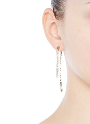 Figure View - Click To Enlarge - EDDIE BORGO - 'Double Allure' padlock hoop box chain drop earrings
