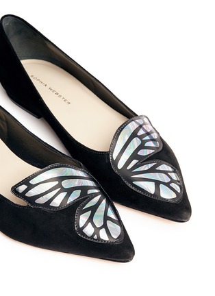 Detail View - Click To Enlarge - SOPHIA WEBSTER - 'Bibi' holographic butterfly wing suede flats