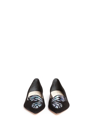Front View - Click To Enlarge - SOPHIA WEBSTER - 'Bibi' holographic butterfly wing suede flats
