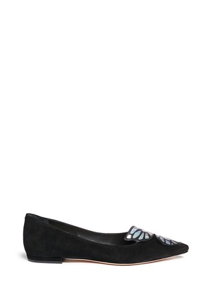 Main View - Click To Enlarge - SOPHIA WEBSTER - 'Bibi' holographic butterfly wing suede flats