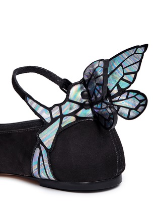 Detail View - Click To Enlarge - SOPHIA WEBSTER - 'Chiara' holographic butterfly appliqué suede Mary Jane flats