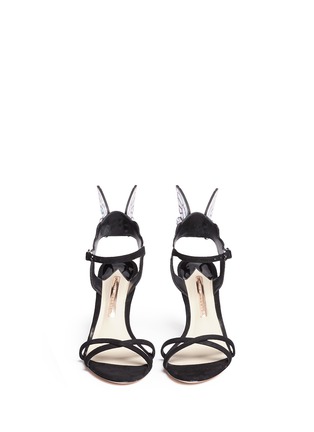 Front View - Click To Enlarge - SOPHIA WEBSTER - 'Chiara' holographic butterfly appliqué suede sandals