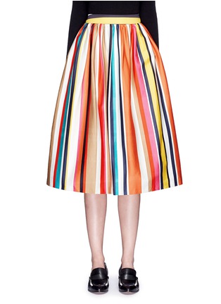 Main View - Click To Enlarge - ALICE & OLIVIA - 'Nikola' variegated stripe cotton skirt