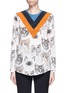 Main View - Click To Enlarge - STELLA MCCARTNEY - 'Alida' stripe cat print silk top