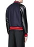 Back View - Click To Enlarge - ALEXANDER MCQUEEN - Leather sleeve wool felt baseball jacket
