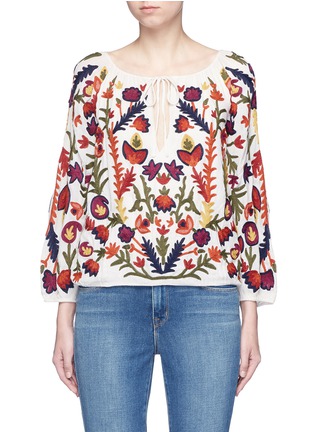 Main View - Click To Enlarge - ALICE & OLIVIA - 'Naya' floral embroidery peasant top
