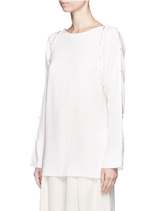 Front View - Click To Enlarge - LANVIN - Mock button sleeve techno twill top