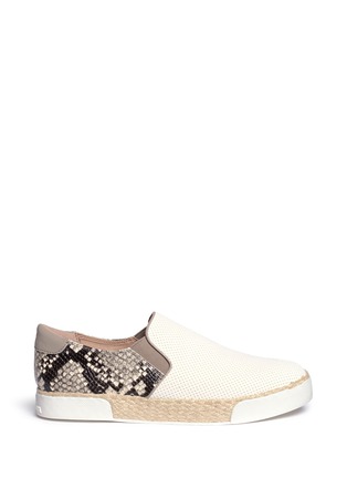 Main View - Click To Enlarge - SAM EDELMAN - 'Banks' snake print perforated espadrille slip-ons