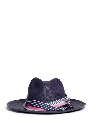 Main View - Click To Enlarge - SENSI STUDIO - Stripe twist band Panama hat