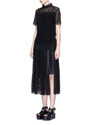 Figure View - Click To Enlarge - SACAI - Star lace knit panel top