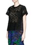 Front View - Click To Enlarge - SACAI - Shoulder zip star lace T-shirt