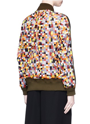 Back View - Click To Enlarge - SACAI - Grid embroidery tulle bomber jacket